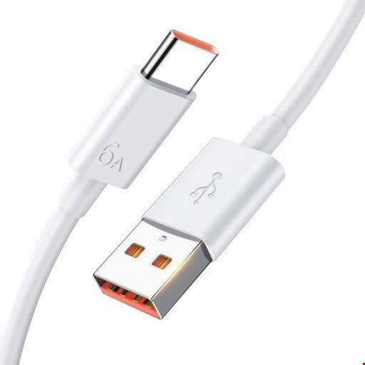 کابل توربو شارژ USB به تایپ سی شیائومی 6 آمپر سوکت نارنجی